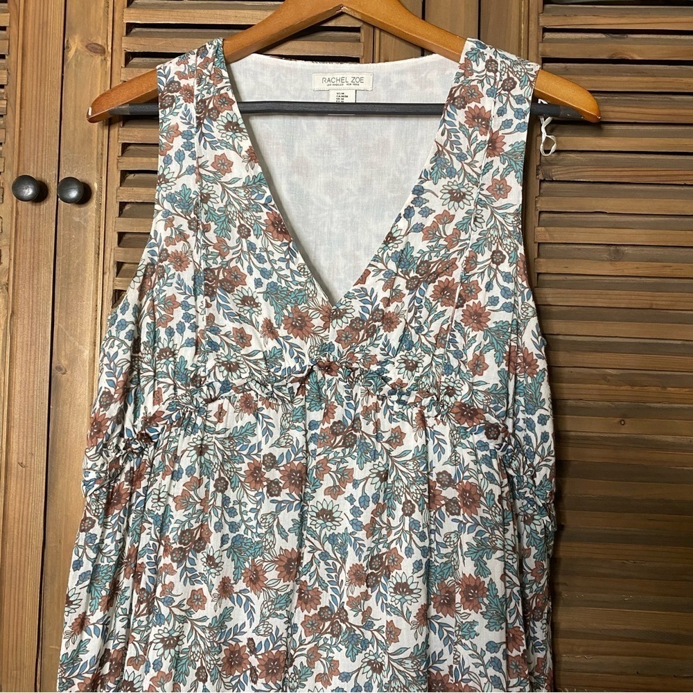 RACHEL ZOE COTTON, soft,breathable, V neck,ruffle edge,lined MIDI SZ-M - Picture 4 of 11